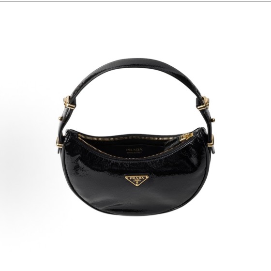 PRADA Arque Naplak hand-held shoulder bag for both men and women, black couple style